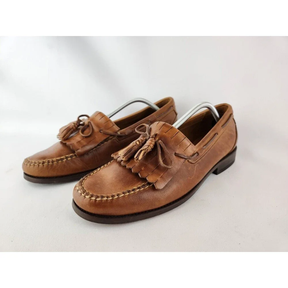 Johnston & Murphy Brown Tassel Fringe Leather Loafer Dress Shoes Men's US 12‎ M